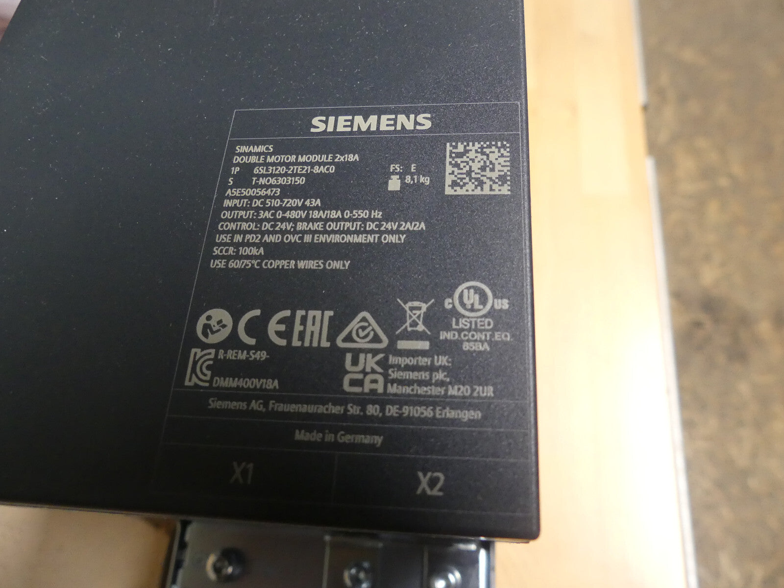 Siemens Sinamics 6SL3120-2TE21-8AC0 s.Bilder