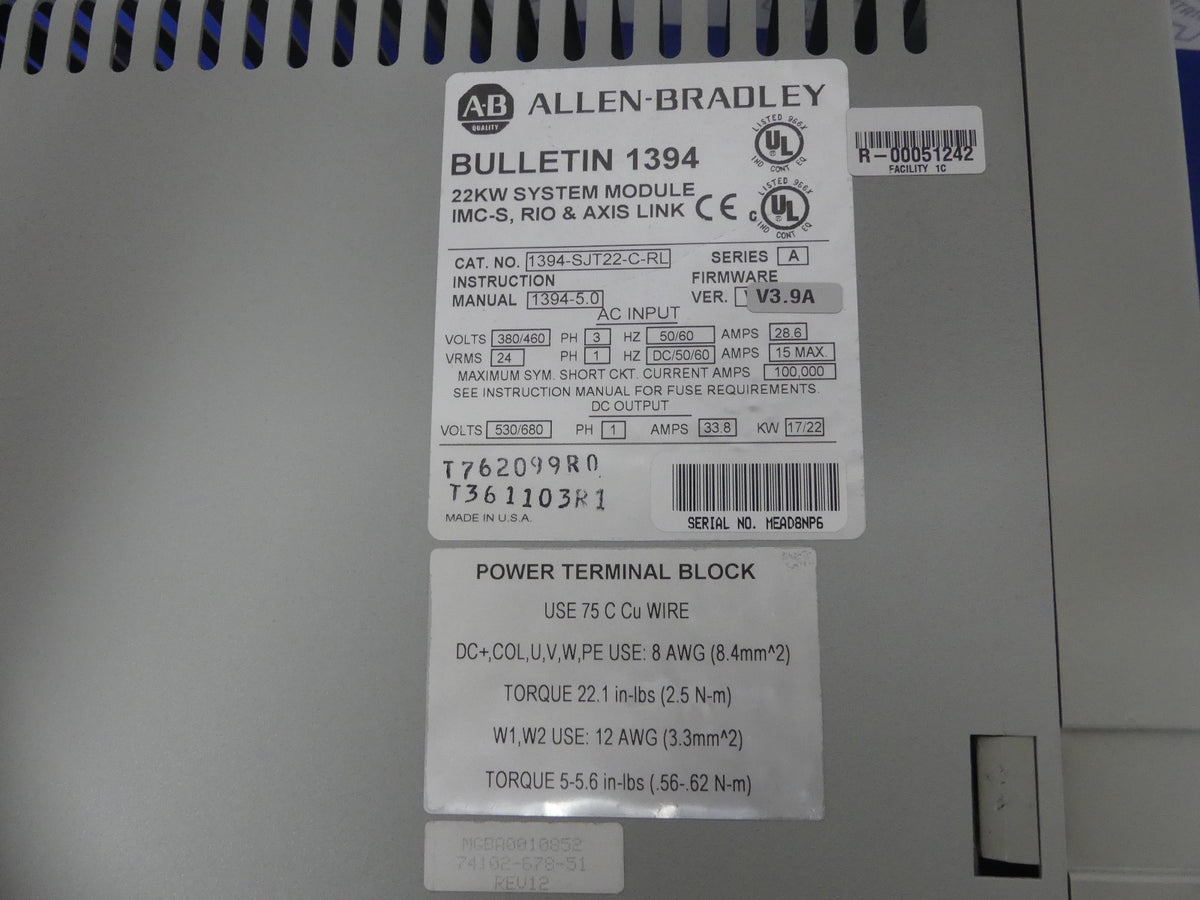 ALLEN BRADLEY BULLETIN 1394-SJT22-C-RL
