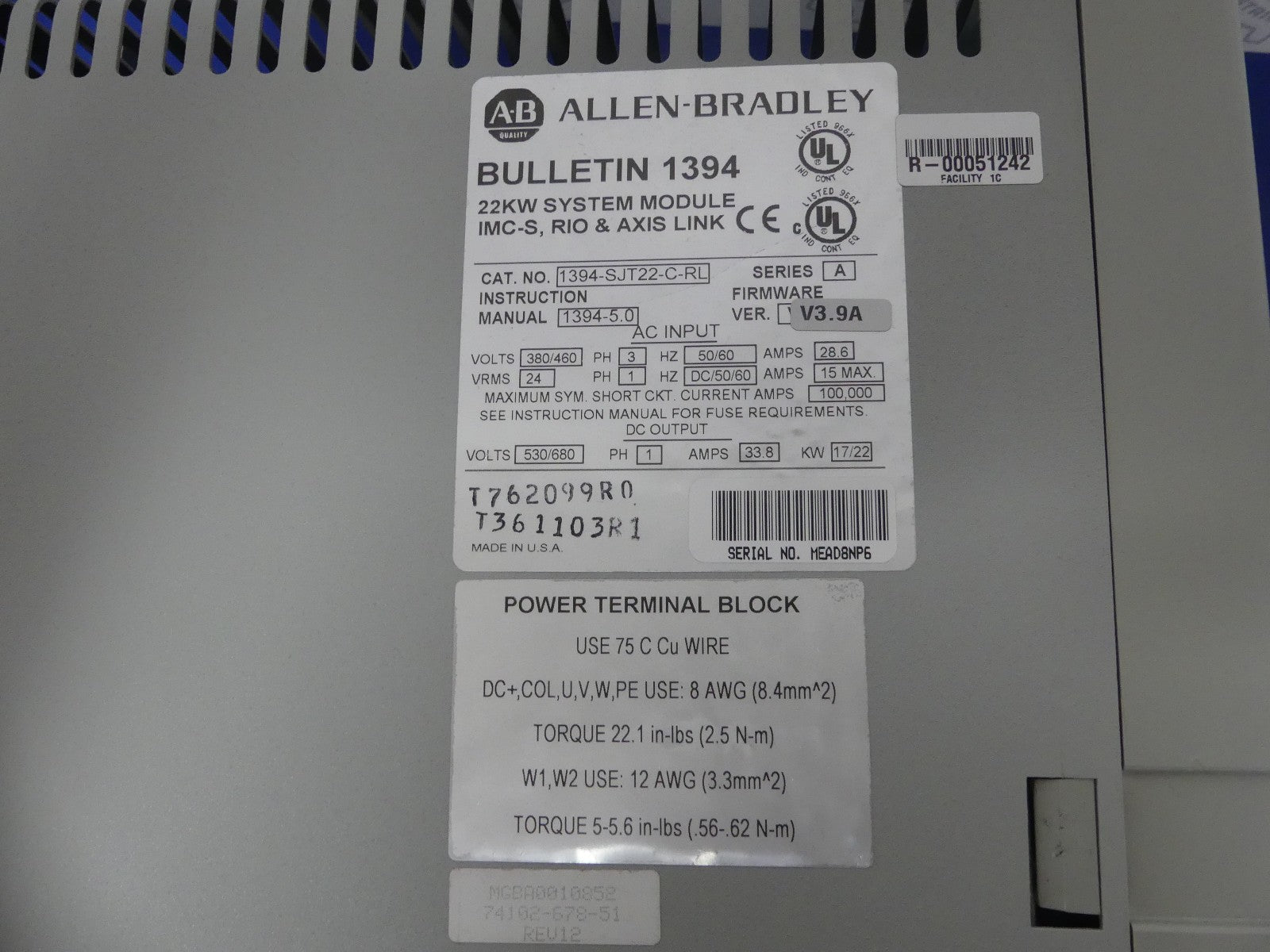 ALLEN BRADLEY BULLETIN 1394-SJT22-C-RL