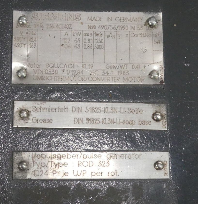 Siemens 1PH6206-4CE40-Z   1PH62064CE40Z  Hauptspindelmotor