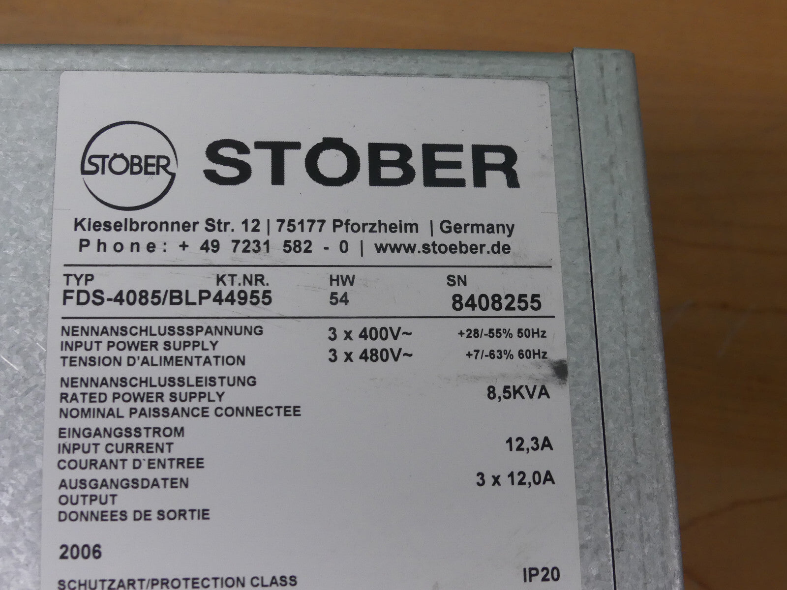 Stöber Posidrive FDS 4000 FDS4085/BLP44955  8.5 KVA  used