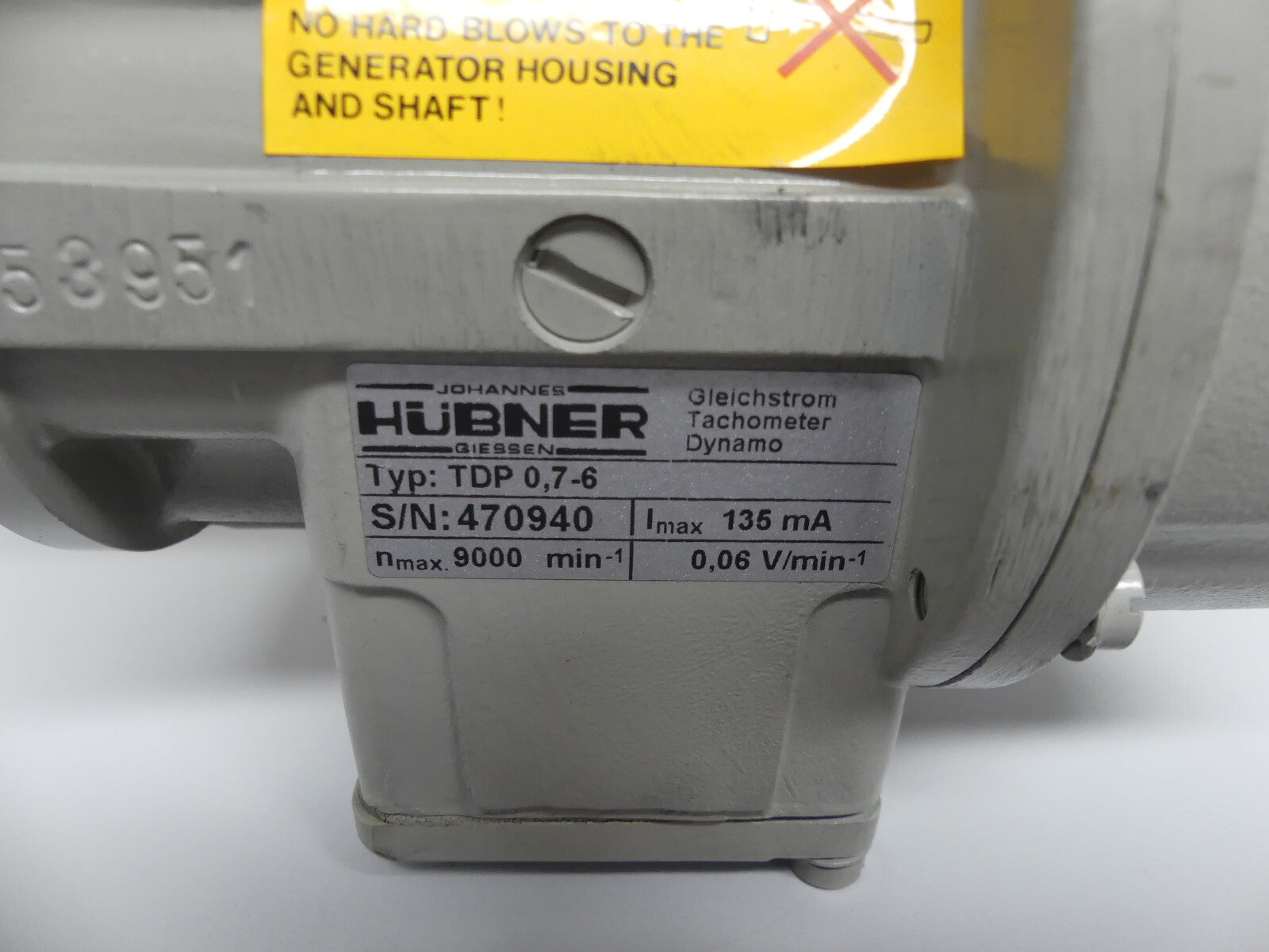 Hübner TDP  0,7-6  Gleichstrom Tachometer Dynamo Tacho