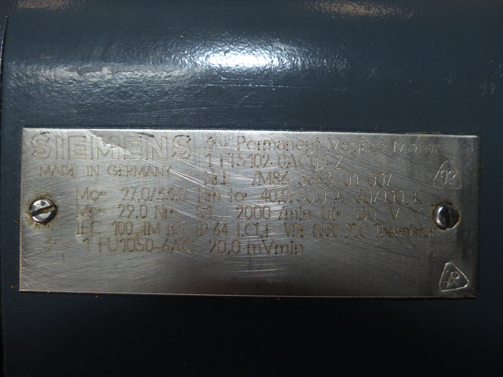 Siemens Servomotor 1FT5102-0AC01-Z  used