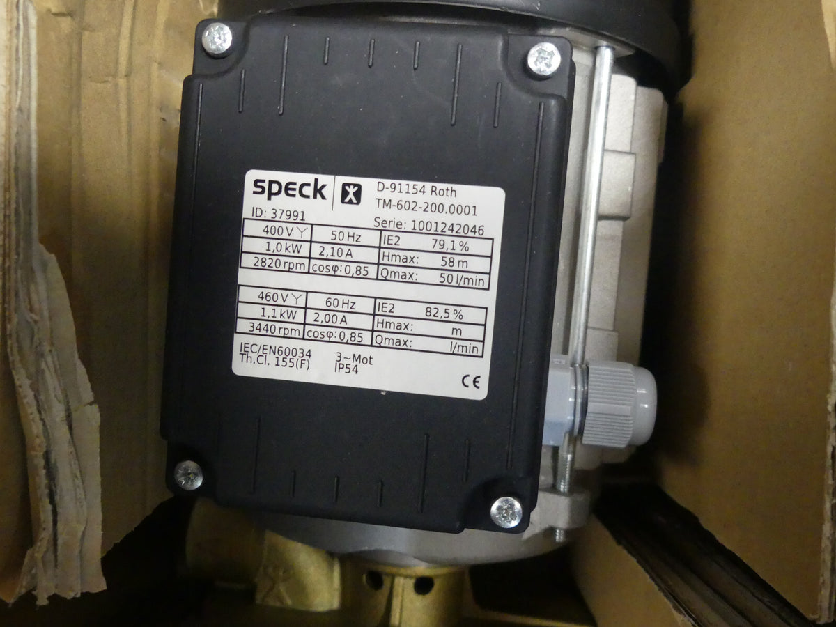 SPECK pumpe  TM-602-200.0001 SN : 1001242046 ID:37991 1,0kw
