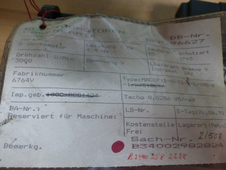 Indramat Permanentmagnetmotor MAC071B-0-TS-3-C/095-B-1 used