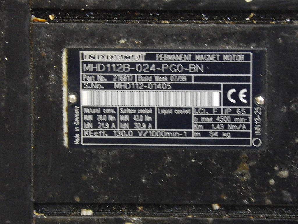 REXROTH INDRAMAT PERMANENT MAGNET MHD112B-024-PG0-BN SERVO MOTOR  Used