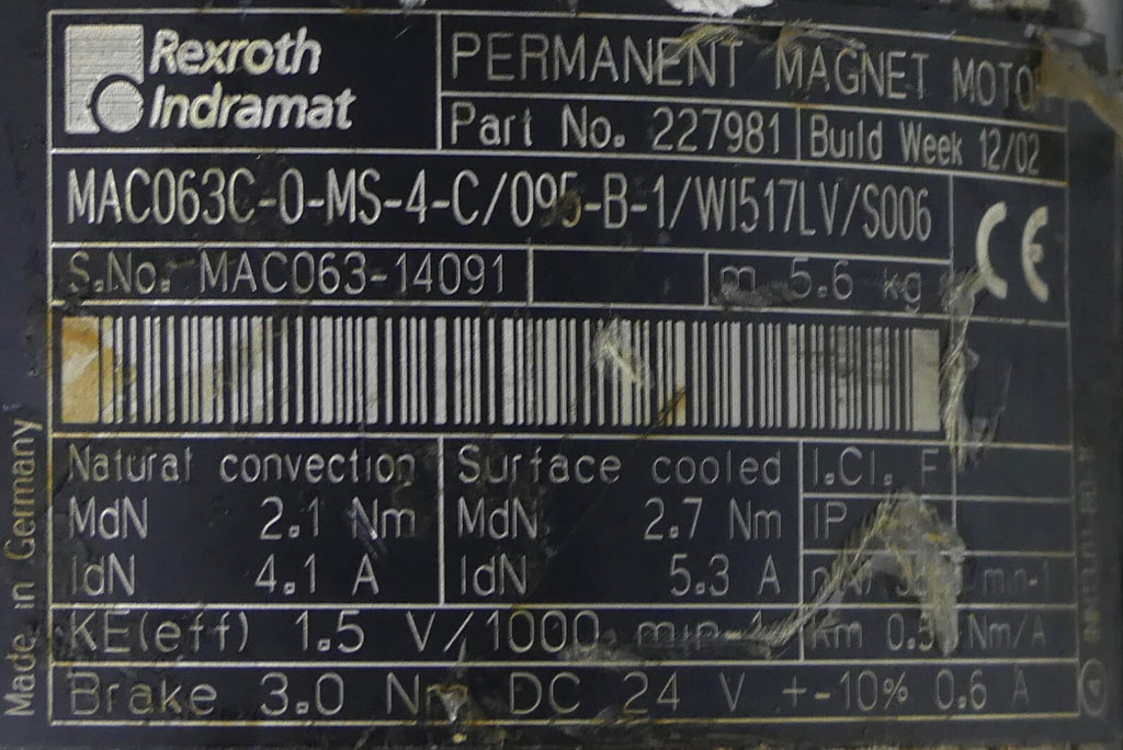 Rexroth MAC063C-0-MS-4-C/095-B-1/W517LV/S006