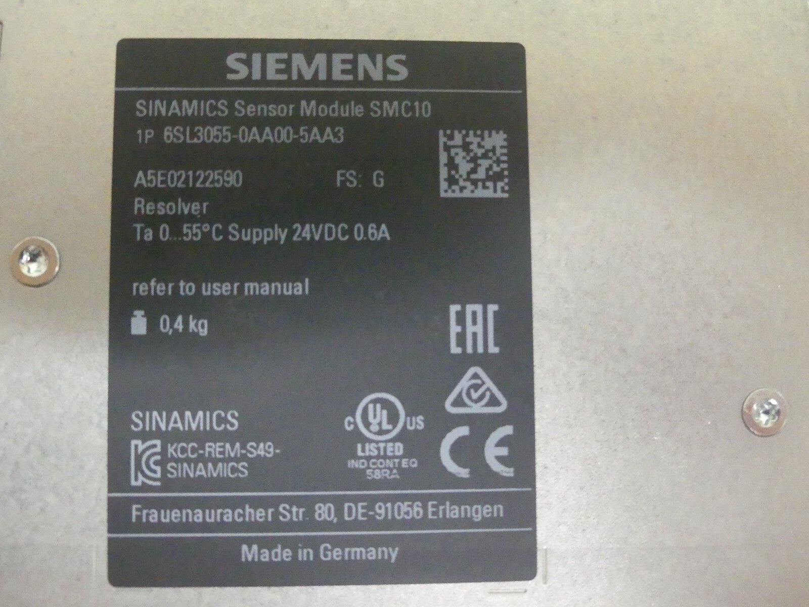 Siemens Sinamics Sensor Module SMC10 6SL3055-0AA00-5AA3
