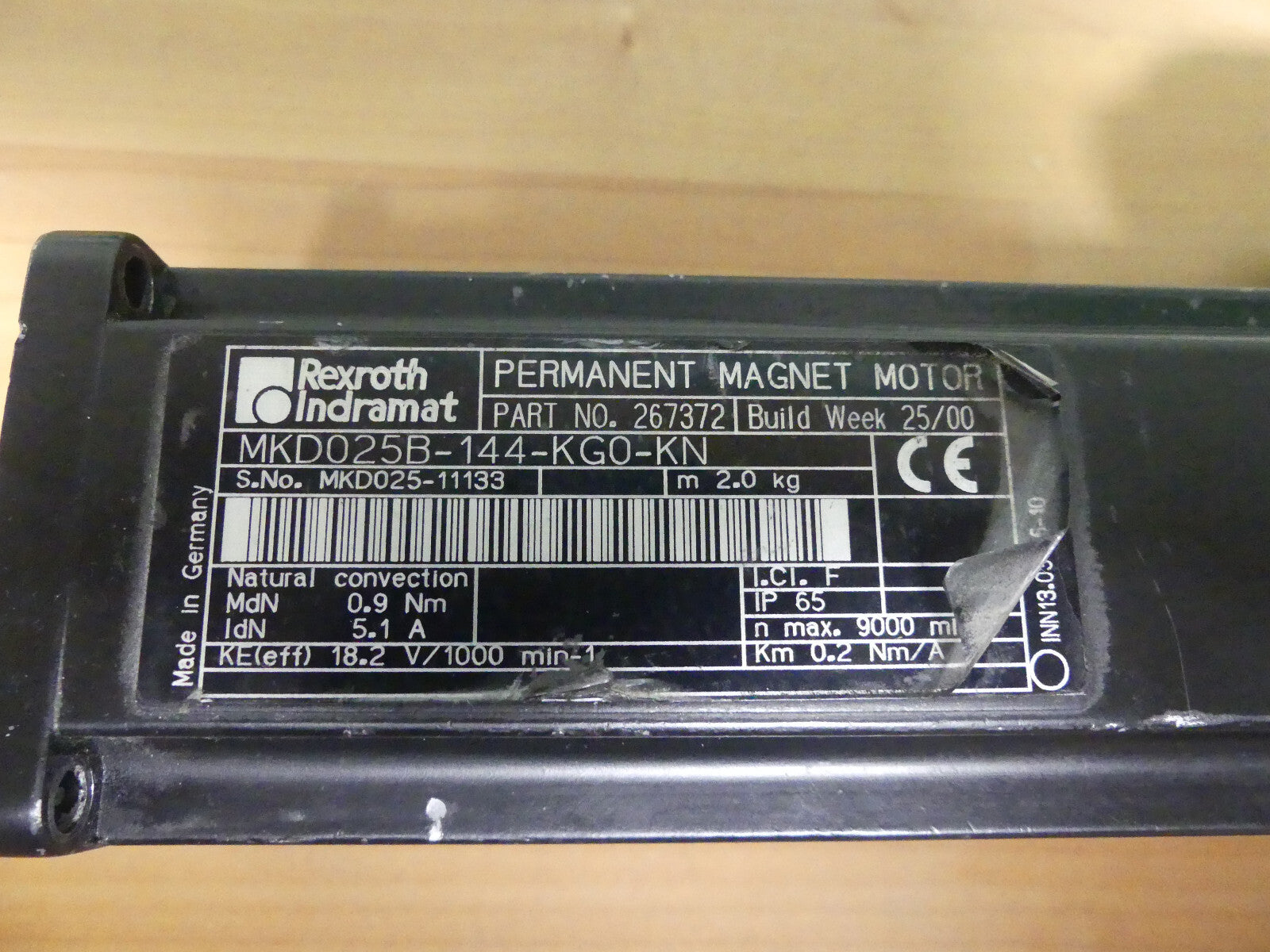 Rexroth Indramat PERMANENT MAGNET MOTOR MKD025B-144-KG0-KN