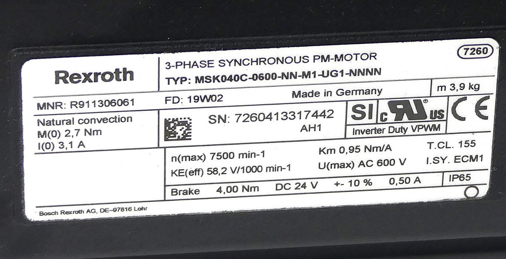 Rexroth MSK040C-0600-NN-M1-UG1-NNNN
