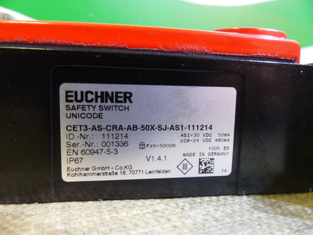 Euchner Safety Switch CET3-AS-CRA-AB-50X-SJ-AS1-111214