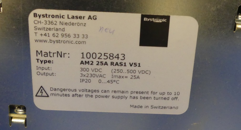 Bystronic Laser AM2 25A RAS1 V51