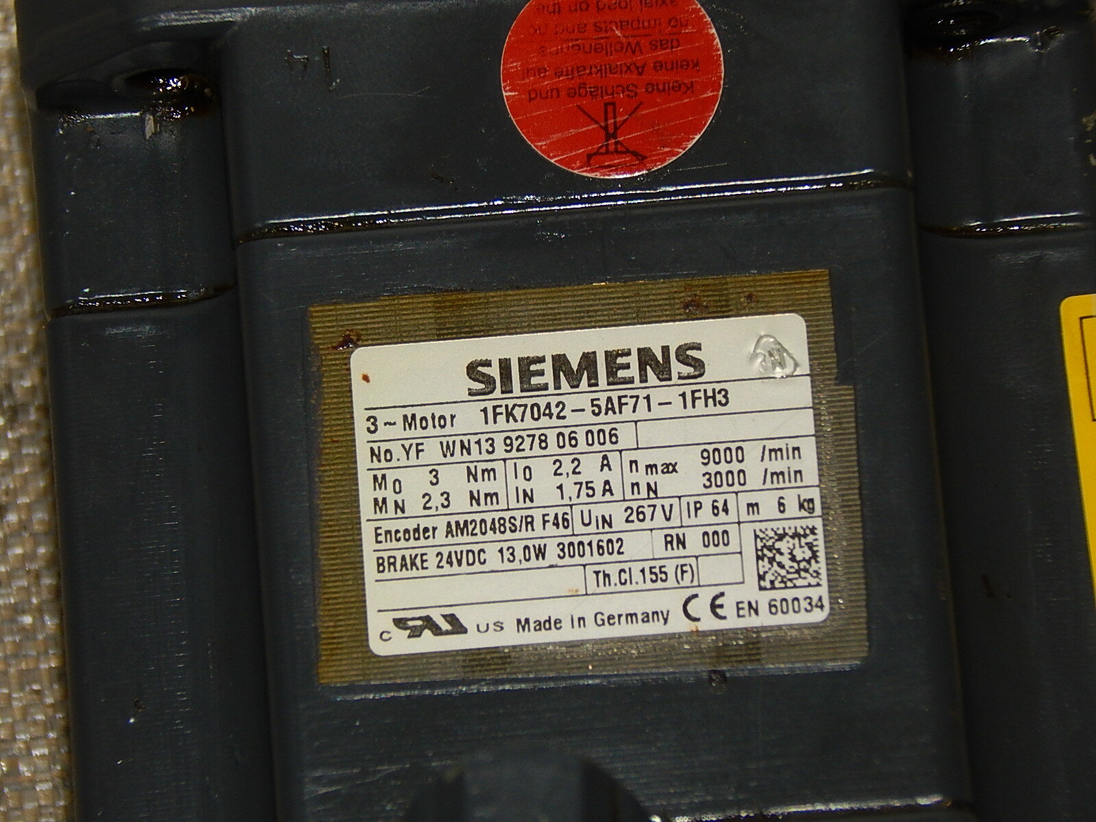  Siemens Simotics  servomotor 1FK7042-5AF71-1FH3 used s.Bilder