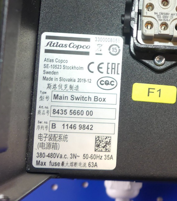 ATLAS COPCO MAIN SWITCH BOX 8435 5660 00