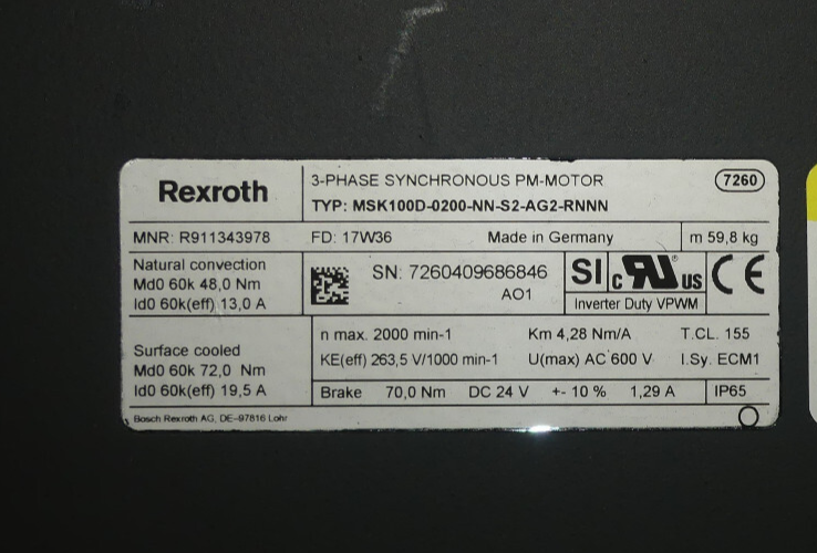 REXROTH MSK100D-0200-NN-S2-AG2-RNNN