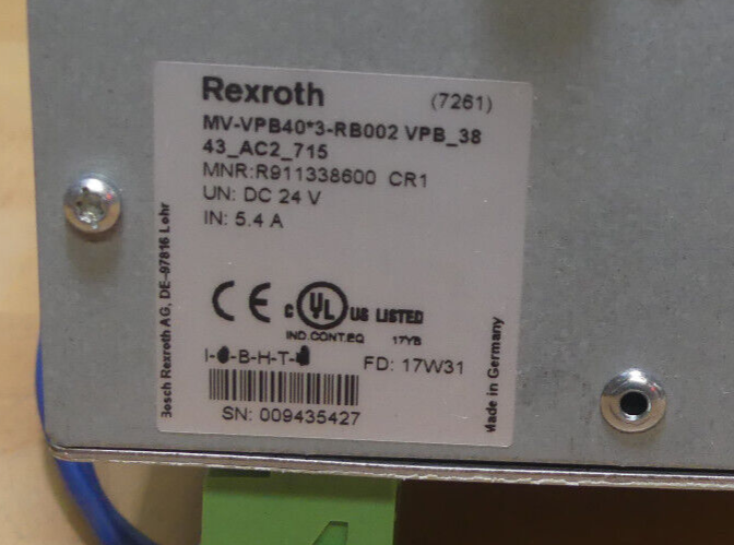 Rexroth IndraDrive mv-vpb40*3-rb002vpb_3843_ac2_715 MNR:R911338600 + FC9002