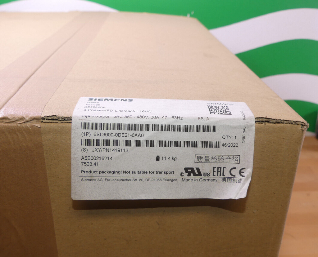 SIEMENS  6SL3000-0DE21-6AA0 3-Phasen HFD Netzdrossel