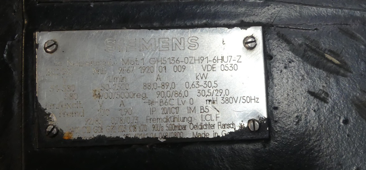 Siemens Servomotor 1GH5136-0ZH91-6HU7-Z