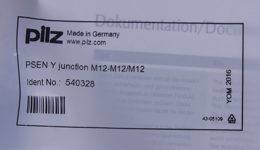 Pilz PSEN Y junction M12-M12/M12 540328
