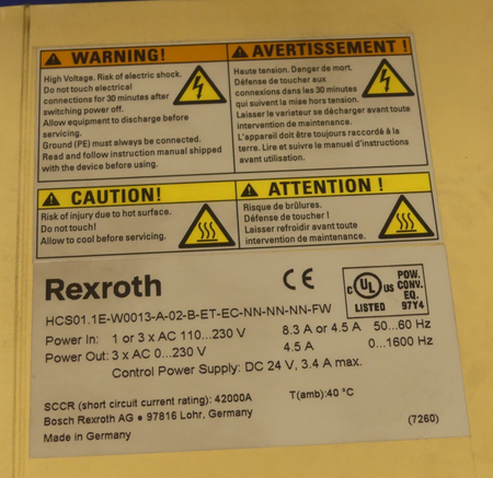 REXROTH HCS01.1E-W0013-A-02-B-ET-EC-NN-NN-NN-FW Leicht Beschädigt s.Bilder