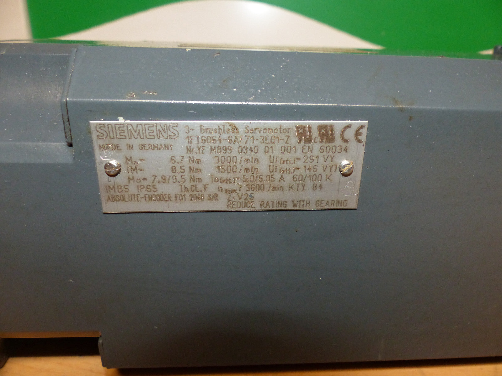 Siemens Servomotor 1FT6064-6AF71-3EG1-Z used