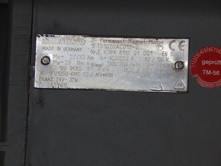 Siemens 3~ Permanent-Magnet-Motor 1FT5102-0AC01-2-Z Used