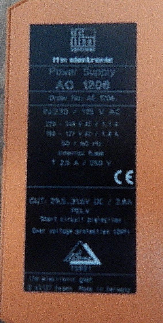Ifm Electronic AC 1206 Power Supply 230/115V auf 29,5 bis 31,6V 