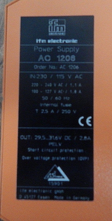 Ifm Electronic AC 1206 Power Supply 230/115V auf 29,5 bis 31,6V 