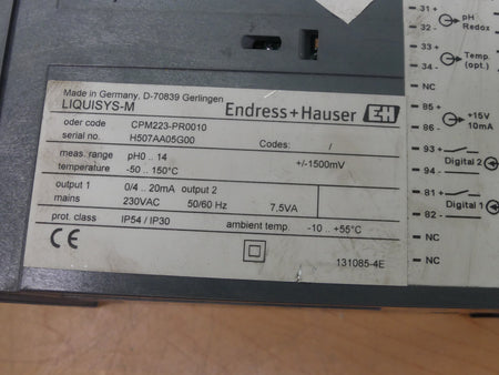 Endress + Hauser Liquisys-M  CPM223-PR0010 H507AA05G00 used