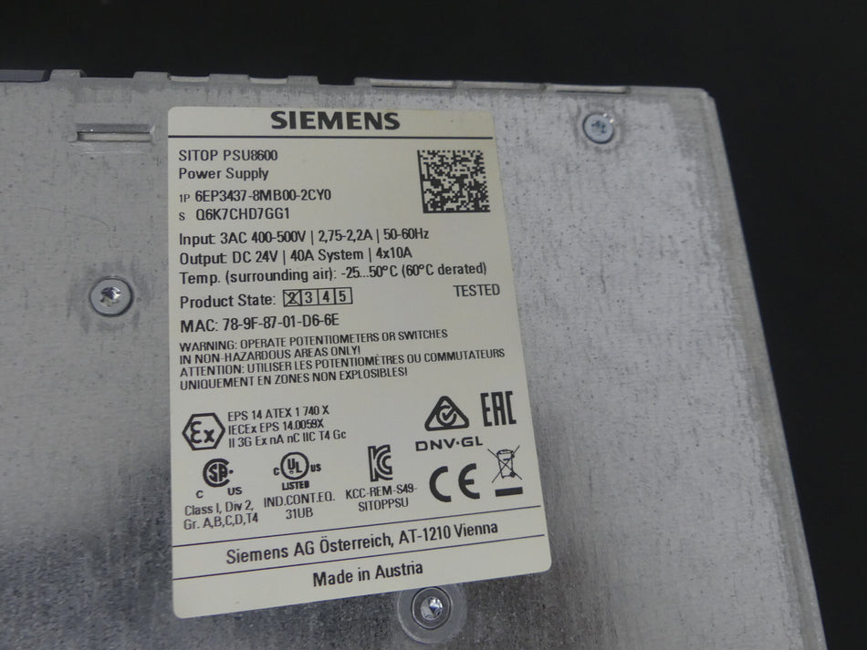 Siemens Sitop PSU8600 6EP3437-8MB00-2CY0