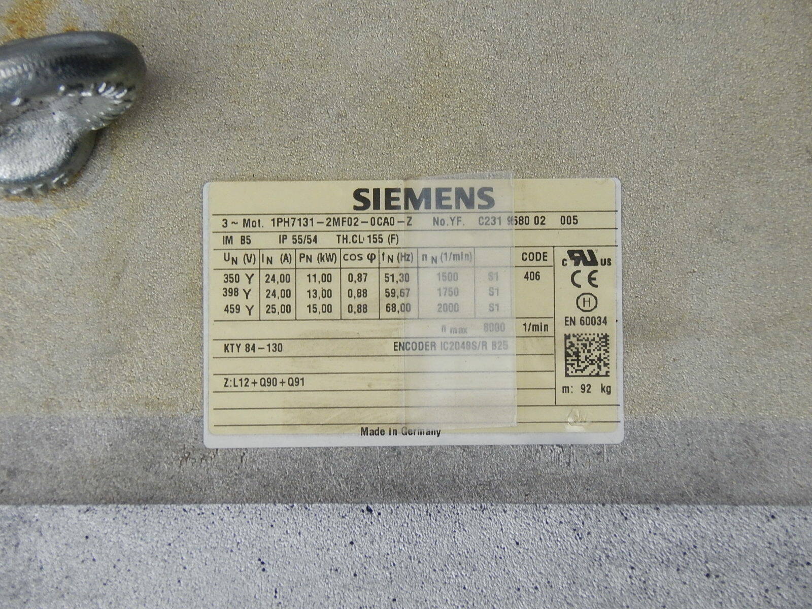  Siemens Spindelmotor 1PH7131-2MF02-0CA0-Z 