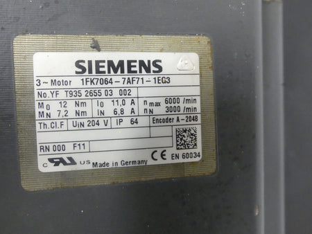 SIEMENS SIMOTICS S SYNCHRONSERVOMOTOR  1FK7064-7AF71-1EG3 Kugellager ist Kaputt