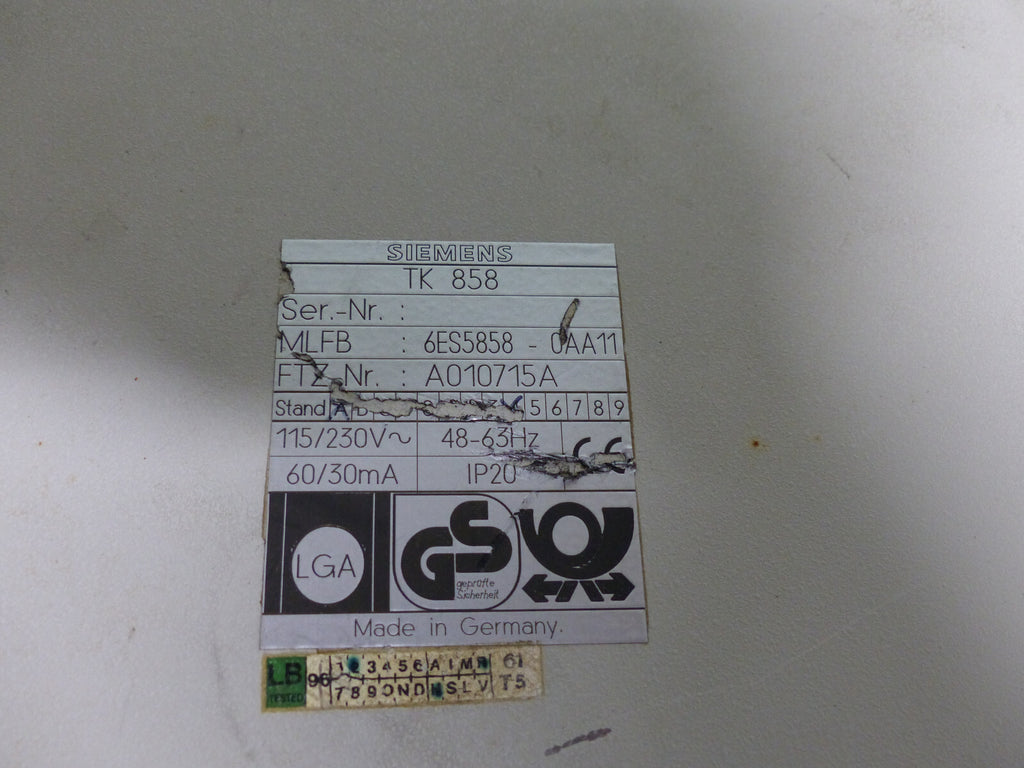 Siemens 6ES5 858-0AA11 TK858 6ES58580AA11 used s.Bilder