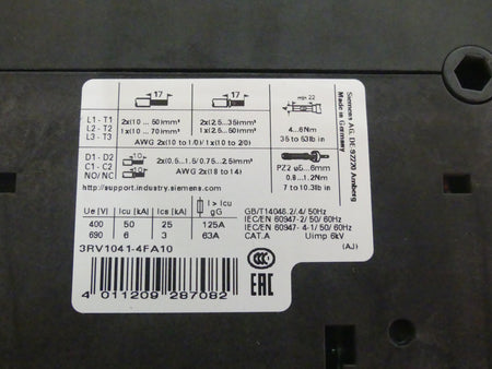 SIEMENS SIRIUS 3RV1041-4FA10 neue onhe verpankung
