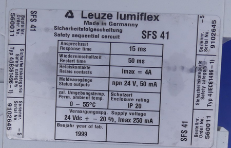 Leuze Lumiflex 4IEC 1496-1 Sicherheitschaltgerät