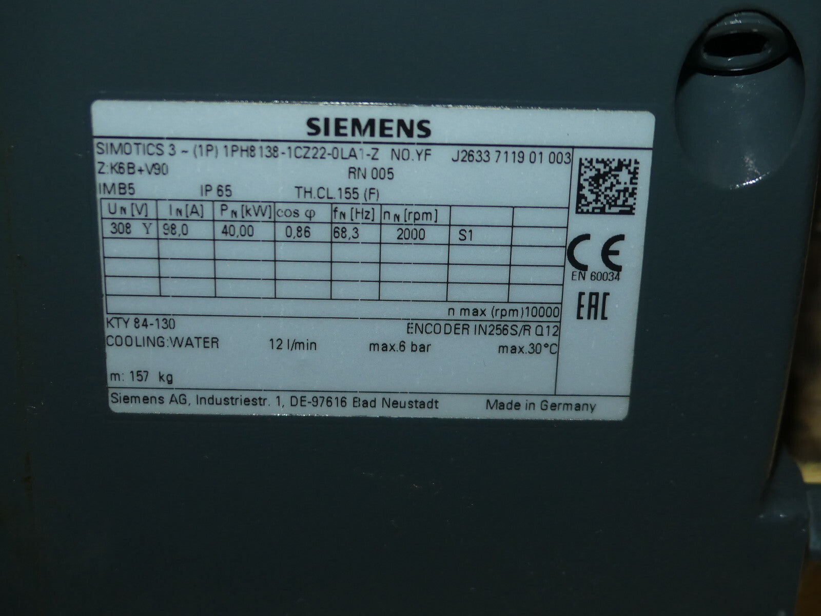 Siemens 1PH8138-1CZ22-0LA1-Z