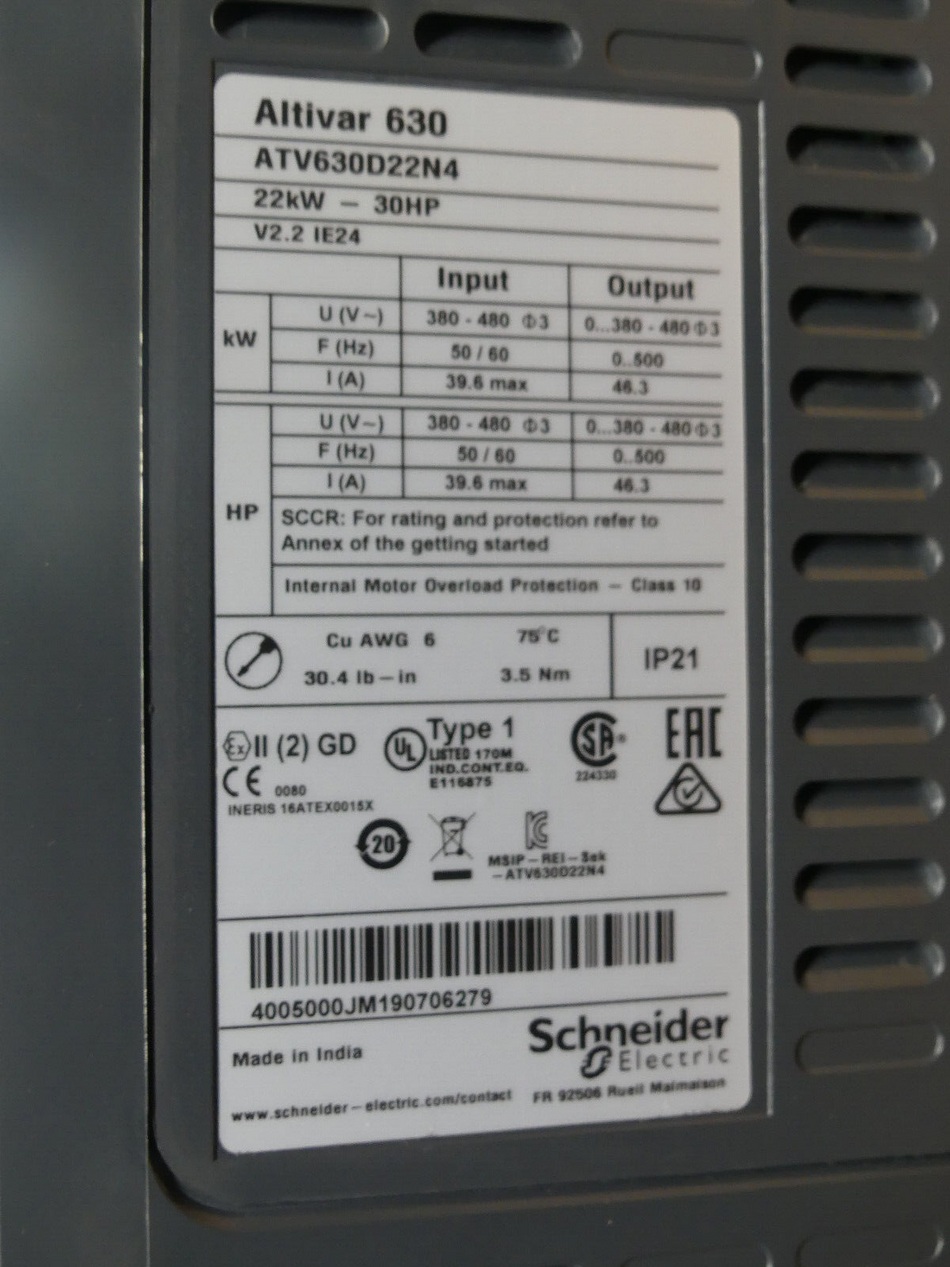 SCHNEIDER ALTIVAR 630 ATV630D22N4