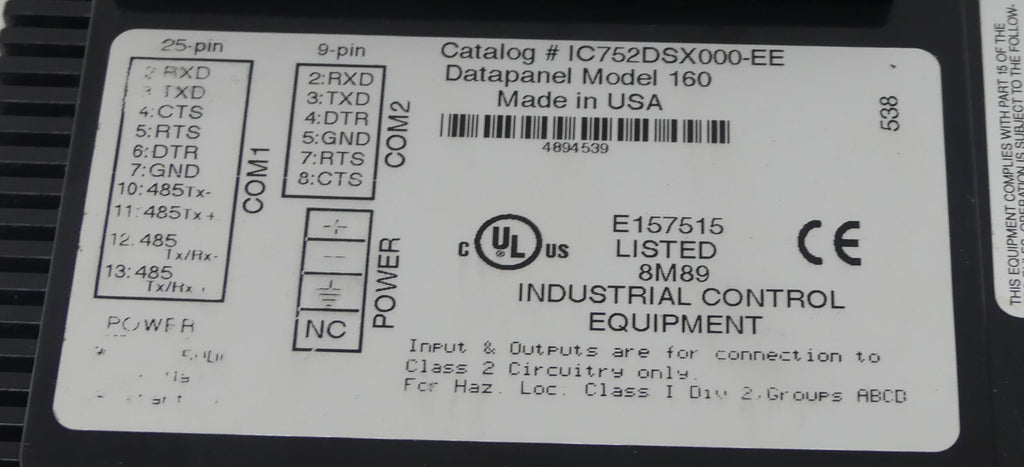 GE Fanuc Catalog Datapanel Model 160 #IC752DSX000-EE