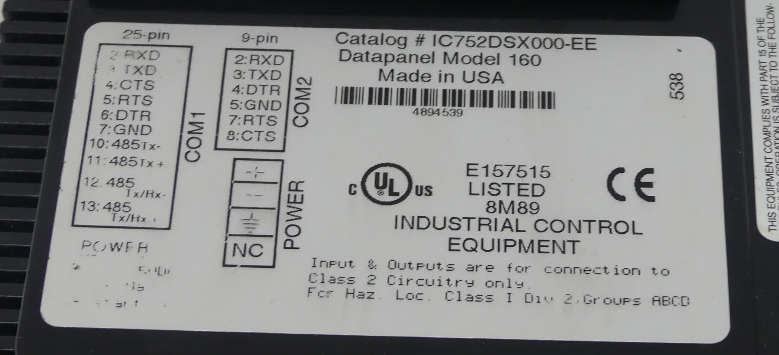 GE Fanuc Catalog Datapanel Model 160 #IC752DSX000-EE