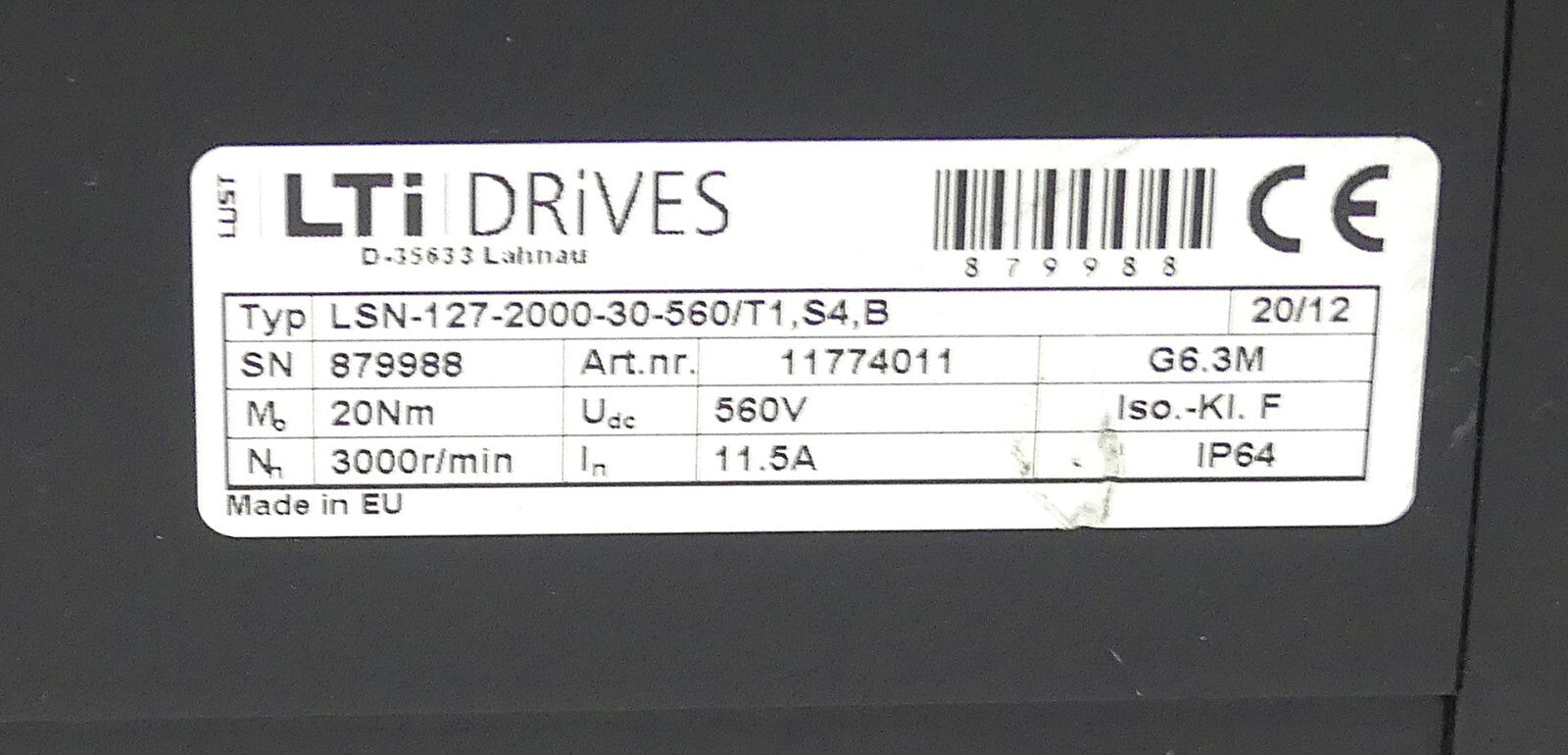 LTI DRIVES LSN-127-2000-30-560/T1,S4,B (anscglussstecker leicht verbogen)