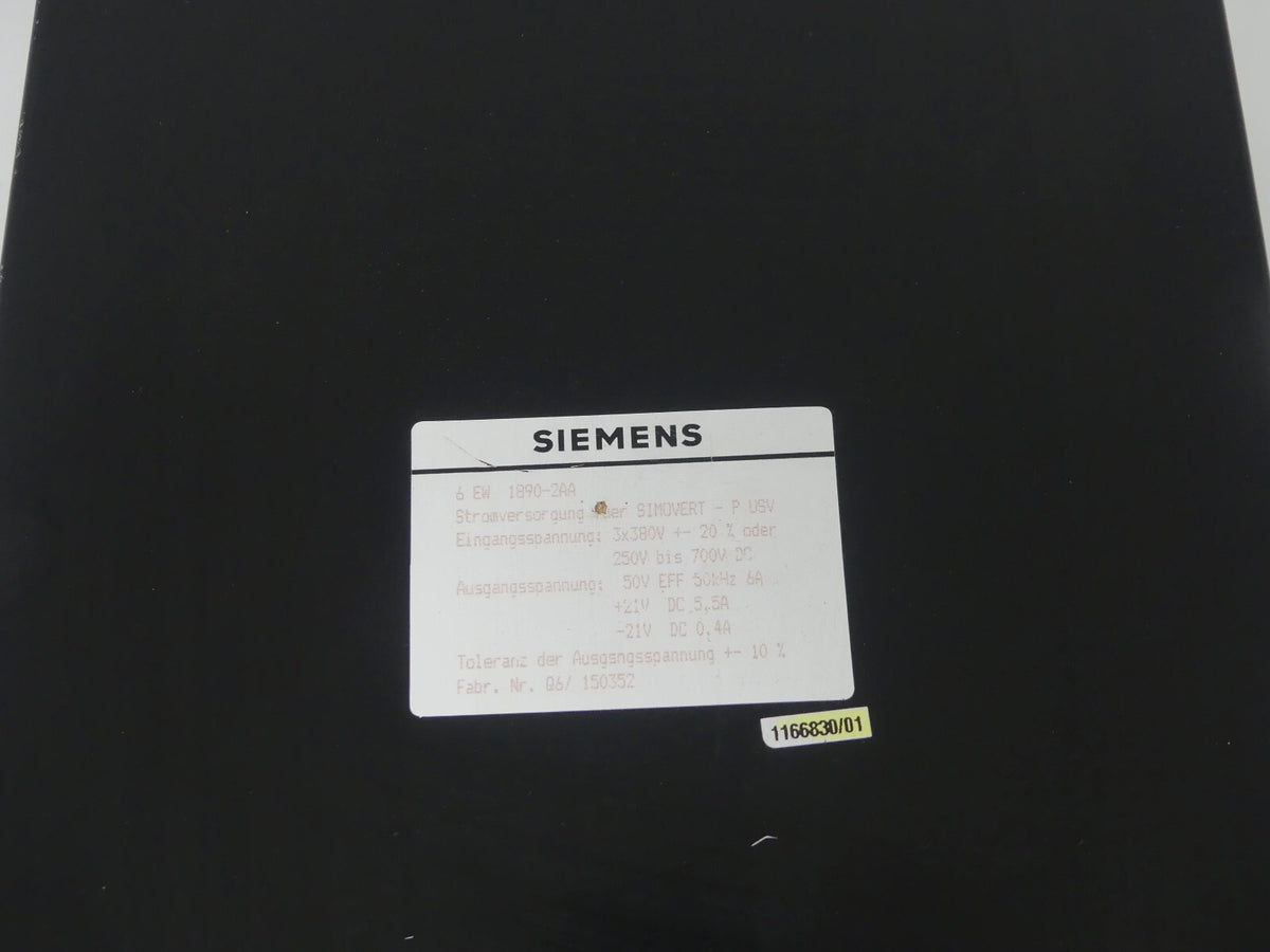 Siemens Stromversorgung für Simovert 6EW1890-2AA