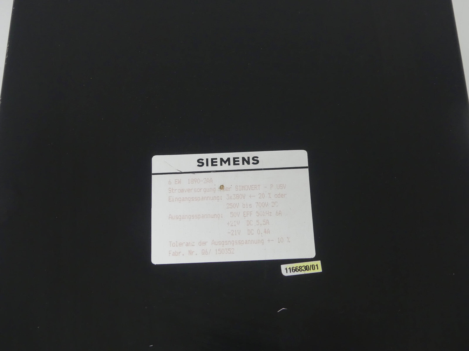 Siemens Stromversorgung für Simovert 6EW1890-2AA