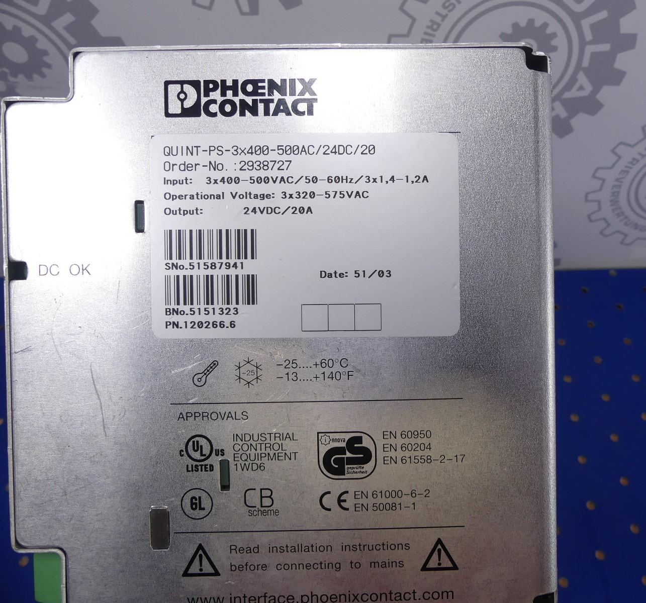 Phoenix Contact QUINT-PS-3x400-500AC/24DC/20  2938727