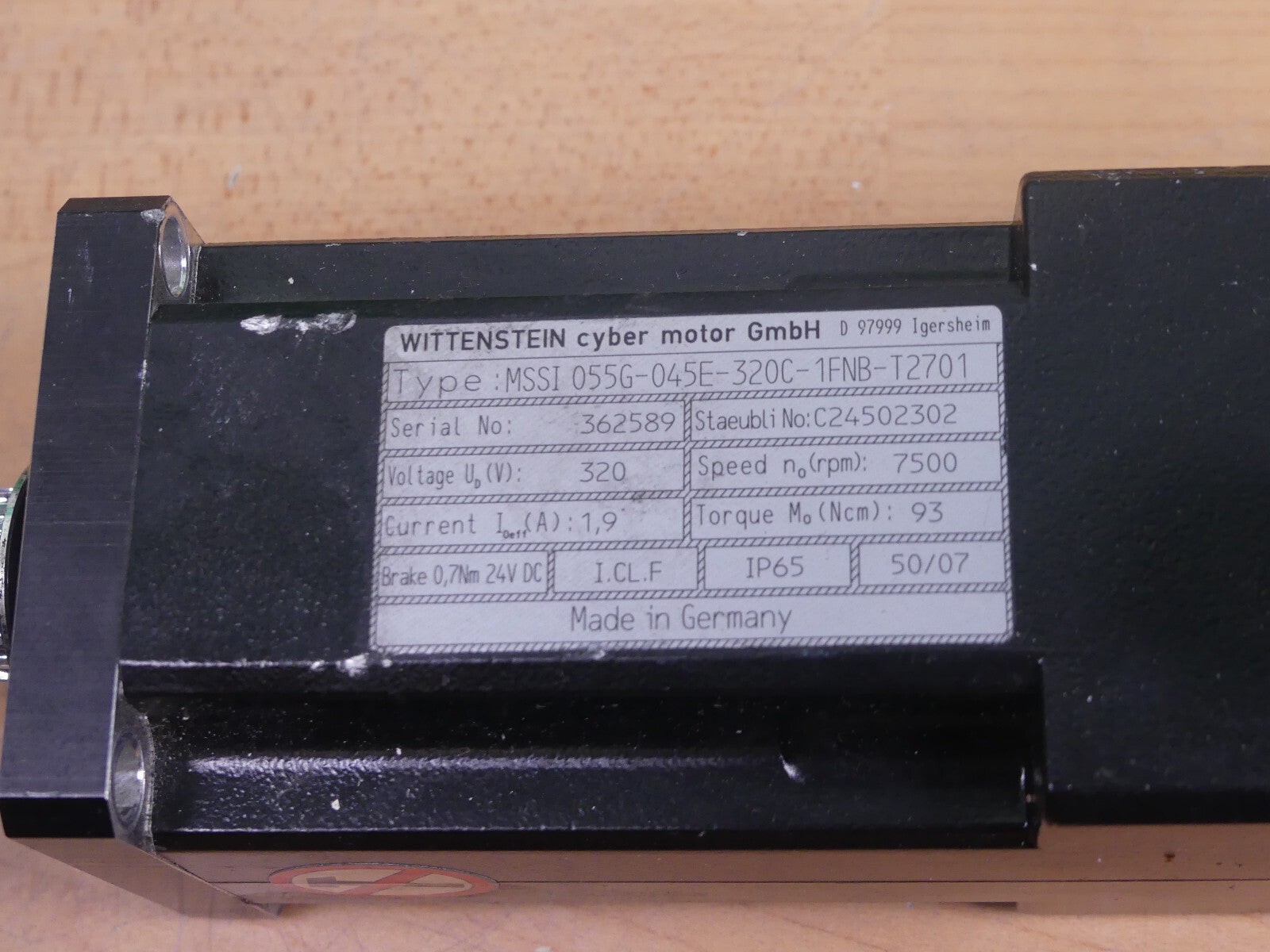 WITTENSTEIN Cyber motor  320V, 7500RPM / MSSI 055G-045E-320C-1FNB-T2701 s.Bilder