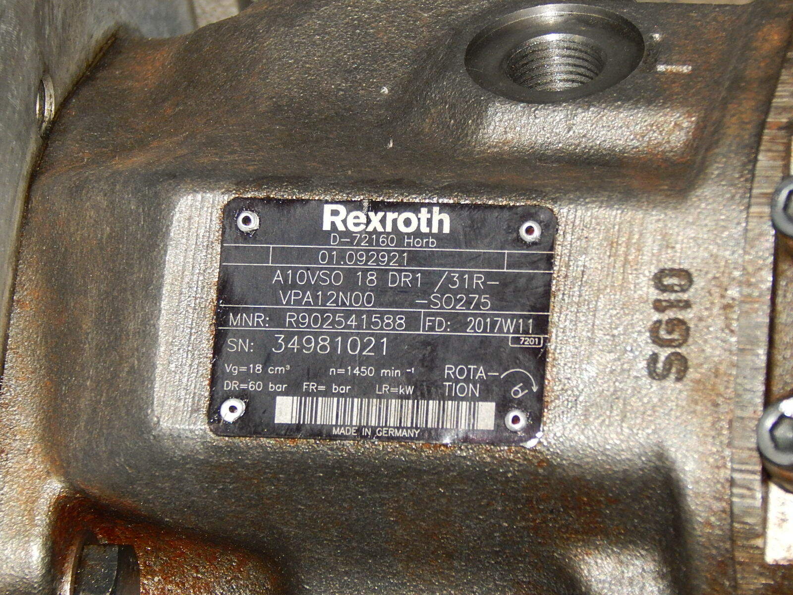 Rexroth  A10VSO 18 DR1/ 31R-VPA12N00-SO275 //A10VS0 18R1/31R-VPA12N00-S0275  3KW