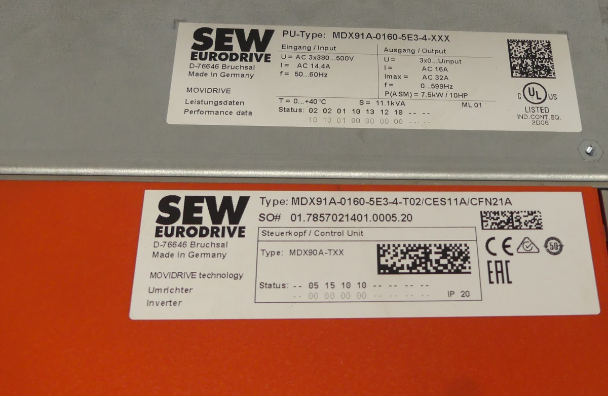 SEW MDX91A-0160-5E3-4-T02/CES11A/CFN21A