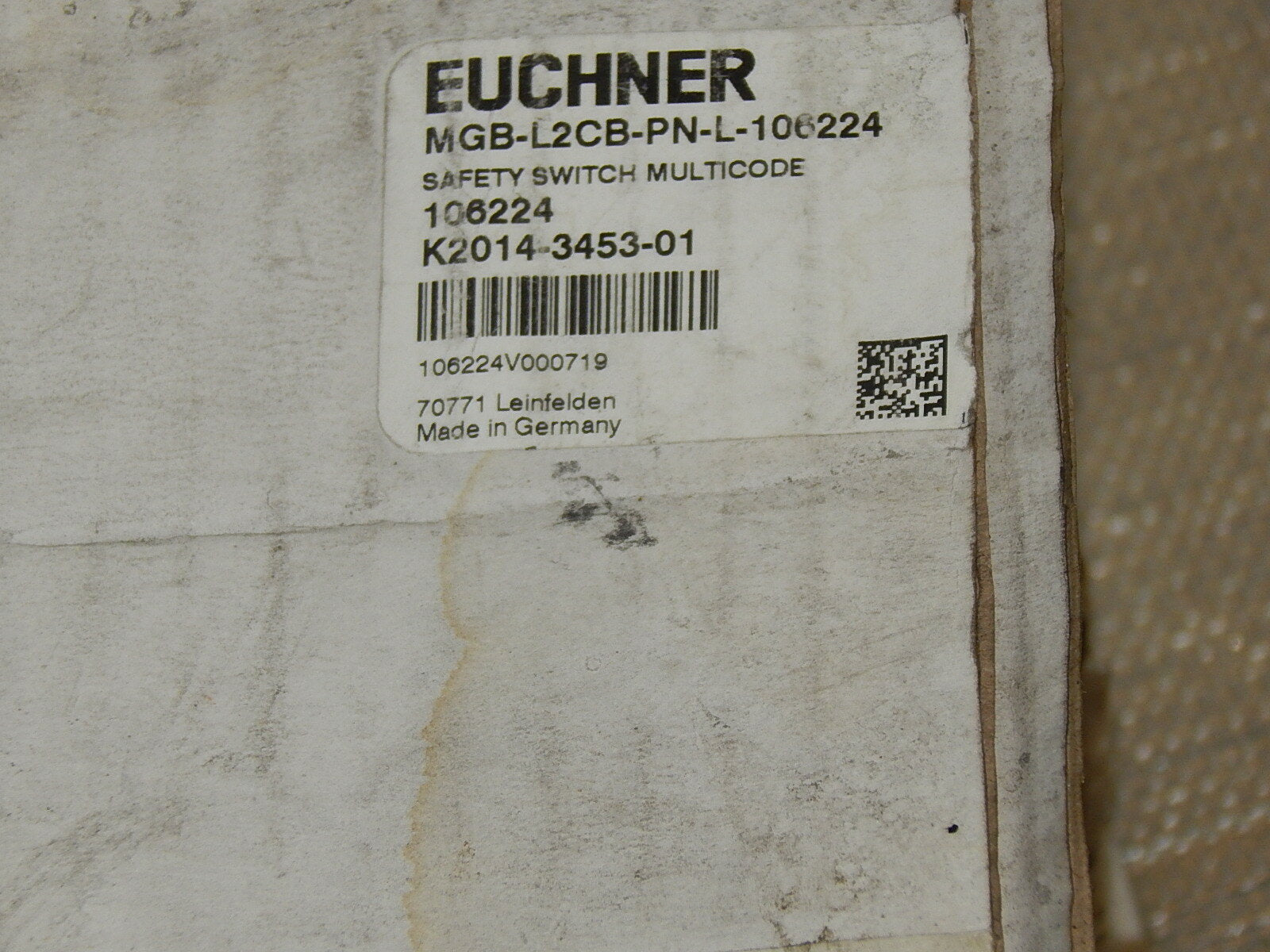 EUCHNER MGB-L2CB-PN-L-106224 //K2014-3453-01 New