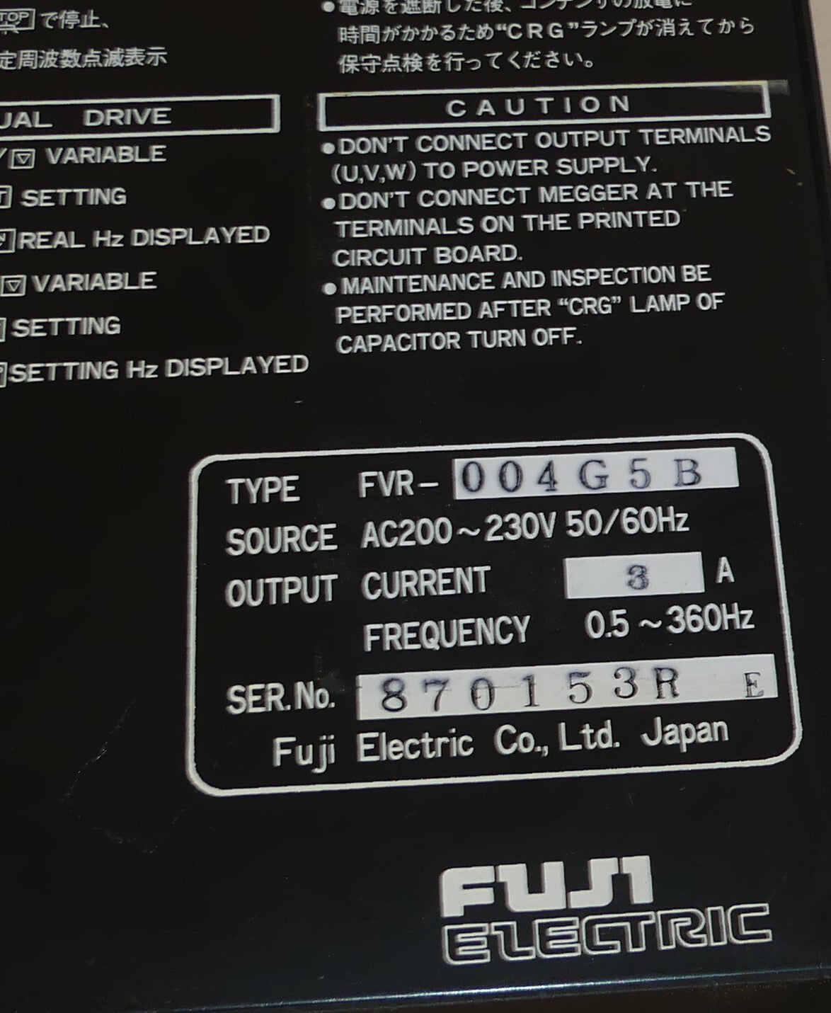 Fuji Electric FVR-G5 variabler Frequenzantrieb FVR-0 0 4 G 5