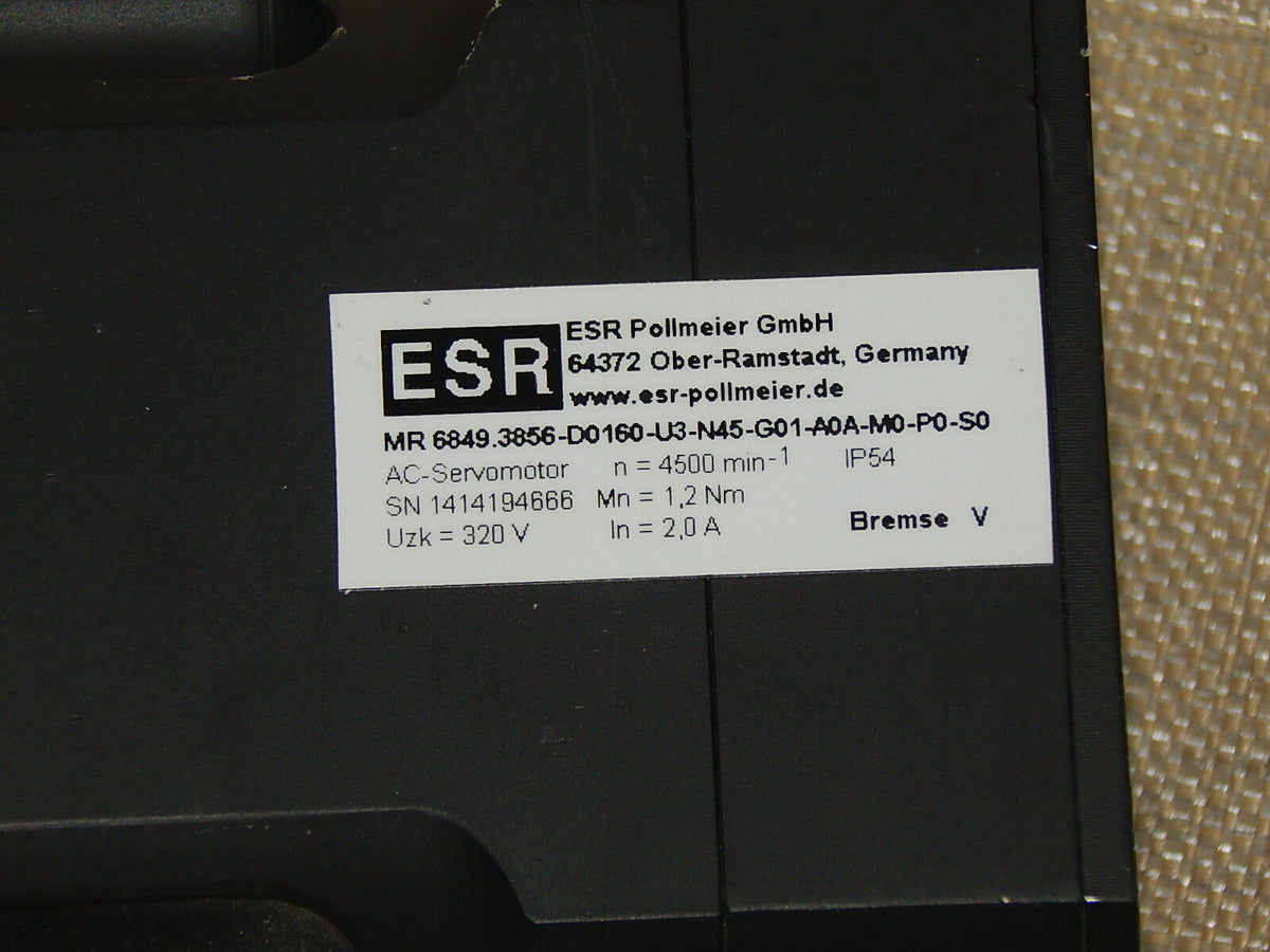 ESR  Pollmeier MR 6849.3856-D0160-U3-N45-G01-A0A-M0-P0-S0 Servomotor used