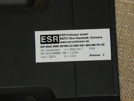 ESR  Pollmeier MR 6849.3856-D0160-U3-N45-G01-A0A-M0-P0-S0 Servomotor used